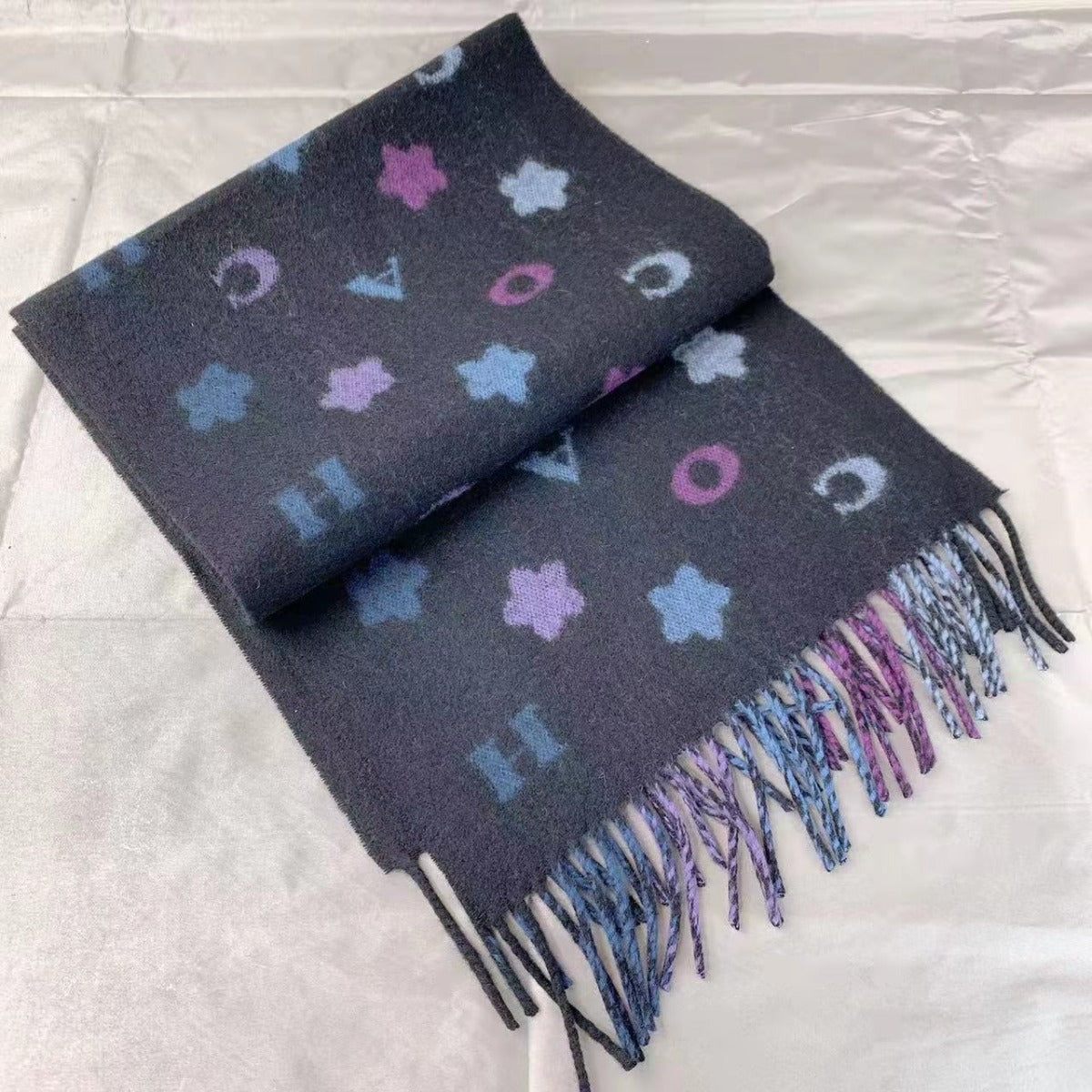 Coach Women's 4623 Stars Striped Print Muffler In Black Multi Coach Women's 4623 Stars Striped Print Muffler In Black Multi